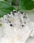 TOURMALINATED QUARTZ 6mm - HANDMADE CRYSTAL BRACELET