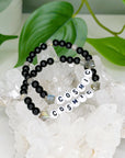 'COSMIC' LABRADORITE STAR + ONYX 6mm - HANDMADE CRYSTAL BRACELET