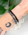 'WE ARE STARDUST' OBSIDIAN STARS + LABRADORITE 6mm - HANDMADE CRYSTAL BRACELET