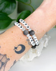 'MOON JOY' SILVER SHEEN OBSIDIAN + MOONSTONE 8mm - HANDMADE CRYSTAL BRACELET
