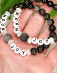 'MOON JOY' SILVER SHEEN OBSIDIAN + MOONSTONE 8mm - HANDMADE CRYSTAL BRACELET