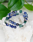 SODALITE 8mm + MOSS AGATE STARS - HANDMADE CRYSTAL BRACELET