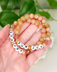 'SUN JOY' SUNSTONE + STRAWBERRY QUARTZ STARS 8mm - HANDMADE CRYSTAL BRACELET