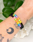 NEON 'COSMOS' BLACK ONYX 6mm - HANDMADE CRYSTAL BRACELET