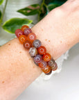 AFRICAN RED AGATE 10mm - HANDMADE CRYSTAL BRACELET - 10 Dec Inventory, 10mm, African agate, African red agate, agate, bracelet, bracelet inventory check, crystal bracelet, emotional support, fall-o-ween, fall-o-ween bracelets, fire, gemini, handmade bracelet, jewelry, June 2025 inventory check, market bracelet, red agate, swazi agate, Wearable - The Mineral Maven