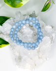 ANGELITE 8mm - HANDMADE CRYSTAL BRACELET - 10 Dec Inventory, 8mm, air, angelite, Aquarius, aquarius stack, blue, bracelet, crystal bracelet, emotional support, handmade bracelet, jewelry, June 2025 inventory check, market bracelet, missing inventory, summer vibes, Wearable - The Mineral Maven