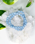ANGELITE 8mm - HANDMADE CRYSTAL BRACELET - 10 Dec Inventory, 8mm, air, angelite, Aquarius, aquarius stack, blue, bracelet, crystal bracelet, emotional support, handmade bracelet, jewelry, June 2025 inventory check, market bracelet, missing inventory, summer vibes, Wearable - The Mineral Maven