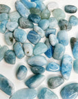 AQUAMARINE TUMBLE - aquamarine, Black Friday sale, bulk, calm gift bundle, communication, end of year sale, pocket crystal, pocket stone, spring equinox, spring things, tumble - The Mineral Maven