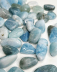 AQUAMARINE TUMBLE - aquamarine, Black Friday sale, bulk, calm gift bundle, communication, end of year sale, pocket crystal, pocket stone, spring equinox, spring things, tumble - The Mineral Maven