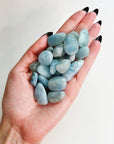 AQUAMARINE TUMBLE - aquamarine, Black Friday sale, bulk, calm gift bundle, communication, end of year sale, pocket crystal, pocket stone, spring equinox, spring things, tumble - The Mineral Maven
