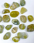 AUSTRALIAN GOLDEN PREHNITE (WITH NATROLITE) TUMBLE - australian prehnite, golden prehnite, natrolite, pocket crystal, pocket stone, prehnite, recently added, tumble - The Mineral Maven