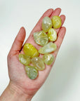 AUSTRALIAN GOLDEN PREHNITE (WITH NATROLITE) TUMBLE - australian prehnite, golden prehnite, natrolite, pocket crystal, pocket stone, prehnite, recently added, tumble - The Mineral Maven