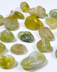 AUSTRALIAN GOLDEN PREHNITE (WITH NATROLITE) TUMBLE - australian prehnite, golden prehnite, natrolite, pocket crystal, pocket stone, prehnite, recently added, tumble - The Mineral Maven
