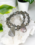 BLACK MOONSTONE COFFIN 8mm + HEMATITE - HANDMADE CRYSTAL BRACELET - 10 Dec Inventory, 8mm, black, black moonstone, bracelet, cancer, coffin, crystal bracelet, fertility, grey, handmade bracelet, hematite, jewelry, June 2025 inventory check, libra, memento mori, memento mori collection, moon, scorpio, single bracelet, Wearable - The Mineral Maven