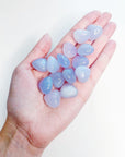 BLUE CHALCEDONY MINI HEART - Black Friday sale, blue chalcedony, blue chalcedony heart, blue chalcedony mini heart, bulk, calm gift bundle, cancer season, chalcedony, heart, mercury rx, mini heart, pocket crystal - The Mineral Maven