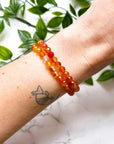 CARNELIAN (FACETED) 6mm - HANDMADE CRYSTAL BRACELET - 10 Dec Inventory, 6mm, bracelet, bracelet inventory check, cancer, cancer stack, career, carnelian, crystal bracelet, crystals for beginners, emotional support, faceted, fertility, fire, handmade bracelet, jewelry, June 2025 inventory check, june wrist candy, Leo, leo stack, Leo szn, market bracelet, orange, red, spring things, summer solstice, summer wrist candy, taurus, taurus stack, virgo, virgo stack, Wearable - The Mineral Maven