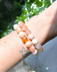 CHERRY BLOSSOM AGATE 10mm - HANDMADE CRYSTAL BRACELET - 10 Dec Inventory, 10mm, april astro, bracelet, bracelet inventory check, cherry blossom agate, clear/white, cream/beige, crystal bracelet, flower agate, handmade bracelet, jewelry, June 2025 inventory check, market bracelet, Wearable - The Mineral Maven