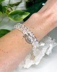 CLEAR QUARTZ (STAR CUT) 8mm - HANDMADE CRYSTAL BRACELET - 10 Dec Inventory, 8mm, air, bracelet, bracelet inventory check, cancer, clear quartz, clear/white, crystal bracelet, crystals for beginners, faceted, handmade bracelet, jewelry, June 2025 inventory check, leo, libra, market bracelet, mercury retrograde, quartz, sagittarius, storm, virgo, Wearable, winter collection, winter solstice, winter solstice collection - The Mineral Maven