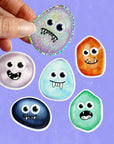 CRYSTAL MONSTER STICKERS - crystal monsters, energy tool, merch, recently added, spring things, sticker - The Mineral Maven
