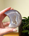 DRUZY AGATE MOON 5 - agate, Black Friday sale, crescent, crescent moon, druzy agate, googly agate, googly eye, googly eye agate, moon, one of a kind, statement piece - The Mineral Maven