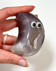 DRUZY AGATE MOON 5 - agate, Black Friday sale, crescent, crescent moon, druzy agate, googly agate, googly eye, googly eye agate, moon, one of a kind, statement piece - The Mineral Maven