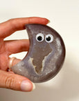 DRUZY AGATE MOON 5 - agate, Black Friday sale, crescent, crescent moon, druzy agate, googly agate, googly eye, googly eye agate, moon, one of a kind, statement piece - The Mineral Maven