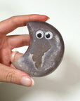 DRUZY AGATE MOON 5 - agate, Black Friday sale, crescent, crescent moon, druzy agate, googly agate, googly eye, googly eye agate, moon, one of a kind, statement piece - The Mineral Maven