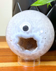 DRUZY AGATE SPHERE 18 - agate, Black Friday sale, druzy agate, googly agate, googly eye, googly eye agate, one of a kind, sphere, statement piece - The Mineral Maven