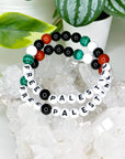 FREE PALESTINE 8mm - HANDMADE CRYSTAL BRACELET (100% SALES TO A FAMILY IN GAZA) - 10 Dec Inventory, 8mm, black onyx, bracelet, crystal bracelet, crystals for community, free palestine, handmade bracelet, howlite, June 2025 inventory check, malachite, red jasper - The Mineral Maven