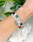 FREE PALESTINE 8mm - HANDMADE CRYSTAL BRACELET (100% SALES TO A FAMILY IN GAZA) - 10 Dec Inventory, 8mm, black onyx, bracelet, crystal bracelet, crystals for community, free palestine, handmade bracelet, howlite, June 2025 inventory check, malachite, red jasper - The Mineral Maven