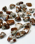 GARNET IN WOLLASTONITE TUMBLE - garnet, garnet in wollastonite, leo season, pocket crystal, polished, tucson mini drop, tumble, wollastonite - The Mineral Maven
