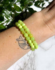 GREEN CALCITE 6mm - HANDMADE CRYSTAL BRACELET - 6mm, bracelet, calcite, crystal bracelet, emotional support, gemini, green, green calcite, handmade bracelet, jewelry, June 2025 inventory check, market bracelet, Wearable - The Mineral Maven