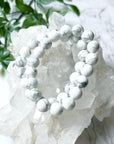 HOWLITE 10mm - HANDMADE CRYSTAL BRACELET - 10 Dec Inventory, 10mm, bracelet, calm gift bundle, crystal bracelet, emotional support, gemini, gemini stack, handmade bracelet, howlite, jewelry, June 2025 inventory check, june wrist candy, market bracelet, missing inventory, scorpio, scorpio stack, single bracelet, summer wrist candy, virgo, virgo stack, Wearable, white - The Mineral Maven