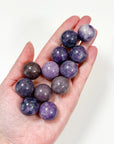 LEPIDOLITE MINI SPHERE - 6th anniversary, lepidolite, mini sphere, pocket crystal, pocket crystals, pocket stone, polished, polished stone, sphere - The Mineral Maven