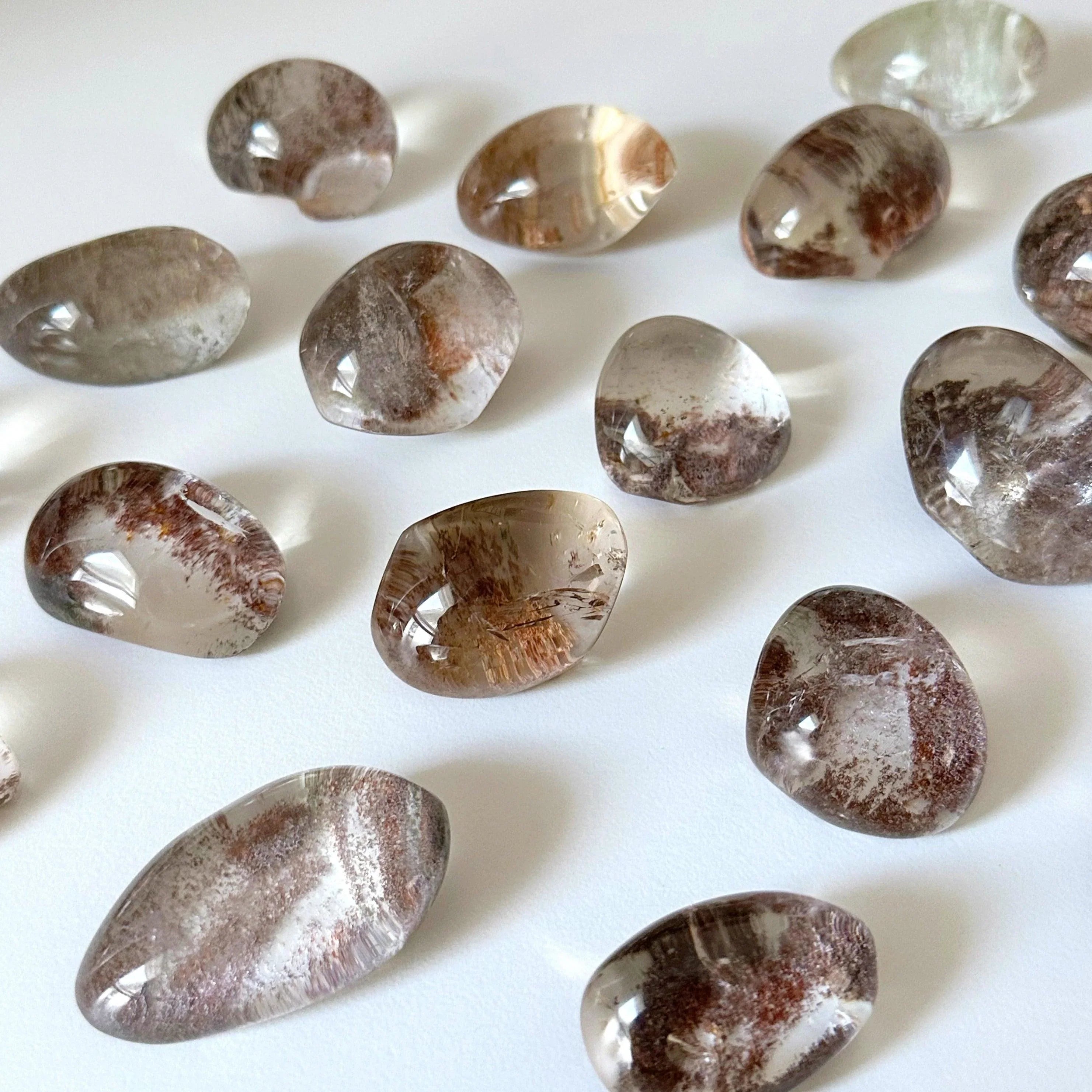 LODOLITE (GARDEN QUARTZ) LENS - 2025 vibes, 33 bday, 444 sale, Black Friday sale, garden quartz, holiday sale, lodolite, phantom quartz, polished, polished stone, quartz, rose quartz, scenic quartz, spring equinox, spring things, springtime, vernal vibes - The Mineral Maven