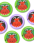 MERRY CRISIS KRAMPUS LOGO STICKERS - energy tool, krampus logo, krampusnacht, merch, sticker - The Mineral Maven
