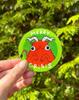MERRY CRISIS KRAMPUS LOGO STICKERS - energy tool, krampus logo, krampusnacht, merch, sticker - The Mineral Maven