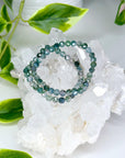 MOSS AGATE (FACETED) 6mm - HANDMADE CRYSTAL BRACELET - 10 Dec Inventory, 6mm, bracelet, bracelet inventory check, crystal bracelet, earth, emotional support, faceted, handmade bracelet, jewelry, June 2025 inventory check, market bracelet, mercury retrograde stack, moss agate, virgo, virgo stack, Wearable - The Mineral Maven