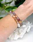 MOZAMBIQUE AGATE (FACETED) 8mm - HANDMADE CRYSTAL BRACELET - 10 Dec Inventory, 8mm, agate, bracelet, bracelet inventory check, crystal bracelet, emotional support, faceted, fire, gemini, gemini stack, handmade bracelet, jewelry, June 2025 inventory check, market bracelet, mixed colors, mozambique agate, solstice collection, Wearable, winter solstice collection - The Mineral Maven