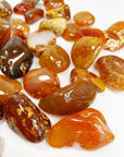 NATURAL CARNELIAN TUMBLE - 33 bday, Black Friday sale, career, carnelian, crystals for beginners, emotional support, end of year sale, fertility, holiday sale, joy gift bundle, Leo szn, natural carnelian, new year sale, pocket crystal, pocket stone, spring things, tumble, untreated carnelian - The Mineral Maven