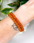 ORANGE AVENTURINE 6mm - HANDMADE CRYSTAL BRACELET - 6mm, bracelet, career, crystal bracelet, fertility, fire, handmade bracelet, jewelry, June 2025 inventory check, market bracelet, Orange, orange aventurine, Wearable - The Mineral Maven