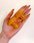 ORANGE CALCITE MUSHROOM - 33 bday, calcite, crystal mushroom, holiday sale, mushroom, new year new crystals, orange calcite, polished stone - The Mineral Maven