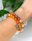ORANGE/RED BOTSWANA AGATE 10mm - HANDMADE CRYSTAL BRACELET - 10mm, Botswana agate, bracelet, career, crystal bracelet, emotional support, fire, handmade bracelet, jewelry, market bracelet, mixed colors, Orange, orange Botswana agate, pink, red, red Botswana agate, summerween collection, Wearable - The Mineral Maven
