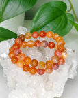 ORANGE/RED BOTSWANA AGATE 10mm - HANDMADE CRYSTAL BRACELET - 10mm, Botswana agate, bracelet, career, crystal bracelet, emotional support, fire, handmade bracelet, jewelry, market bracelet, mixed colors, Orange, orange Botswana agate, pink, red, red Botswana agate, summerween collection, Wearable - The Mineral Maven