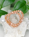 PEACH MOONSTONE 8mm - HANDMADE CRYSTAL BRACELET - 8mm, air, aquarius, bracelet, cancer, crystal bracelet, fertility, gemini, handmade bracelet, jewelry, libra, moonstone, Orange, peach moonstone, pisces, summerween collection, virgo, Wearable - The Mineral Maven