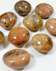 PEACH MOONSTONE PALM STONE - emotional support, fertility, moonstone, palm stone, peach moonstone, pebble, pocket crystal, pocket stone, recently added, solar eclipse, spring collection, spring equinox, spring things - The Mineral Maven