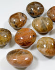 PEACH MOONSTONE PALM STONE - emotional support, fertility, moonstone, palm stone, peach moonstone, pebble, pocket crystal, pocket stone, recently added, solar eclipse, spring collection, spring equinox, spring things - The Mineral Maven