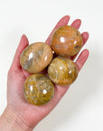 PEACH MOONSTONE PALM STONE - emotional support, fertility, moonstone, palm stone, peach moonstone, pebble, pocket crystal, pocket stone, recently added, solar eclipse, spring collection, spring equinox, spring things - The Mineral Maven
