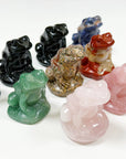 PICK YOUR OWN: CRYSTAL SITTING FROG - 6th anniversary, crystal critter, crystal frog, frog, green aventurine, leopard jasper, leopardskin jasper, obsidian, quartz, red jasper, rose quartz, sitting frog, sodalite - The Mineral Maven