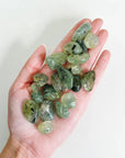 PREHNITE TUMBLE (WITH EPIDOTE & TOURMALINE) - 2025 vibes, 33 bday, Black Friday sale, black tourmaline, end of year sale, epidote, holiday sale, new year sale, pocket crystal, pocket stone, prehnite, protection gift bundle, tumble - The Mineral Maven